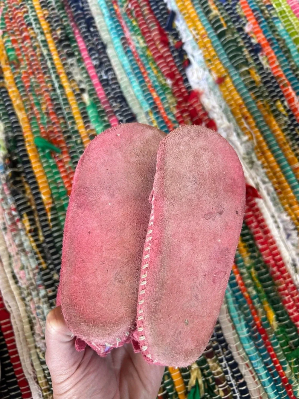 Minnetonka Pink Fringe Baby Moccasins Infant Toddler 4